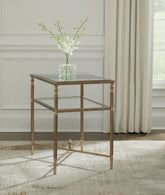Tampa Furniture Outlet Lutz - Ashley Furniture - Cloverty End Table - Rectangular End Table / Aged Gold Finish - T440-3